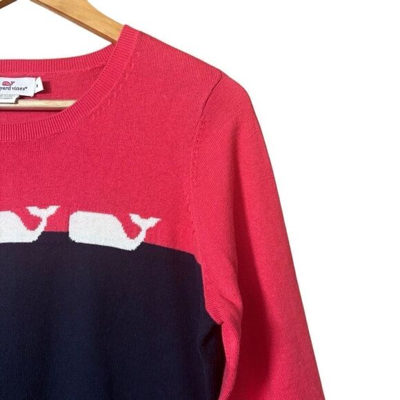 Vineyard Vines Cashmere Blend Color Block Whale Sweater Size M - Picture 9 of 11